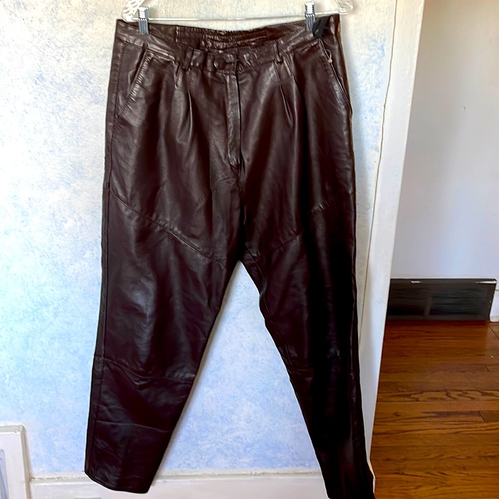 #Brown Leather Pants